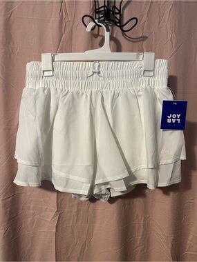 JoyLab White Ruffled Athletic Skort Shorts